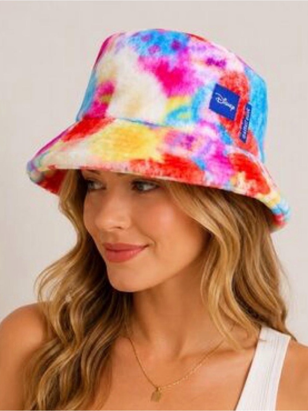 Disney Plush Tie-Dye Bucket Hat in Yellow, Pink, Blue, Orange, Purple